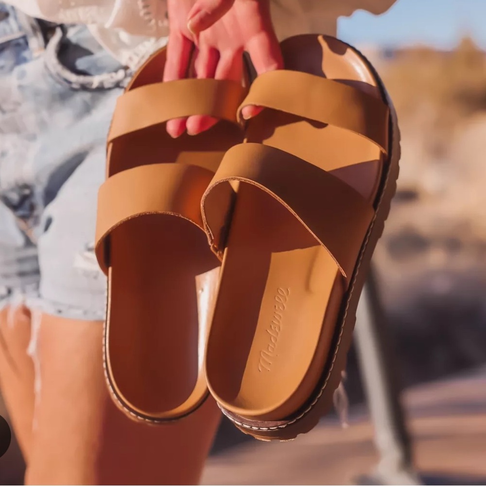 Madewell Charley Double-Strap Slide Sandal Desert Camel Size 5.5